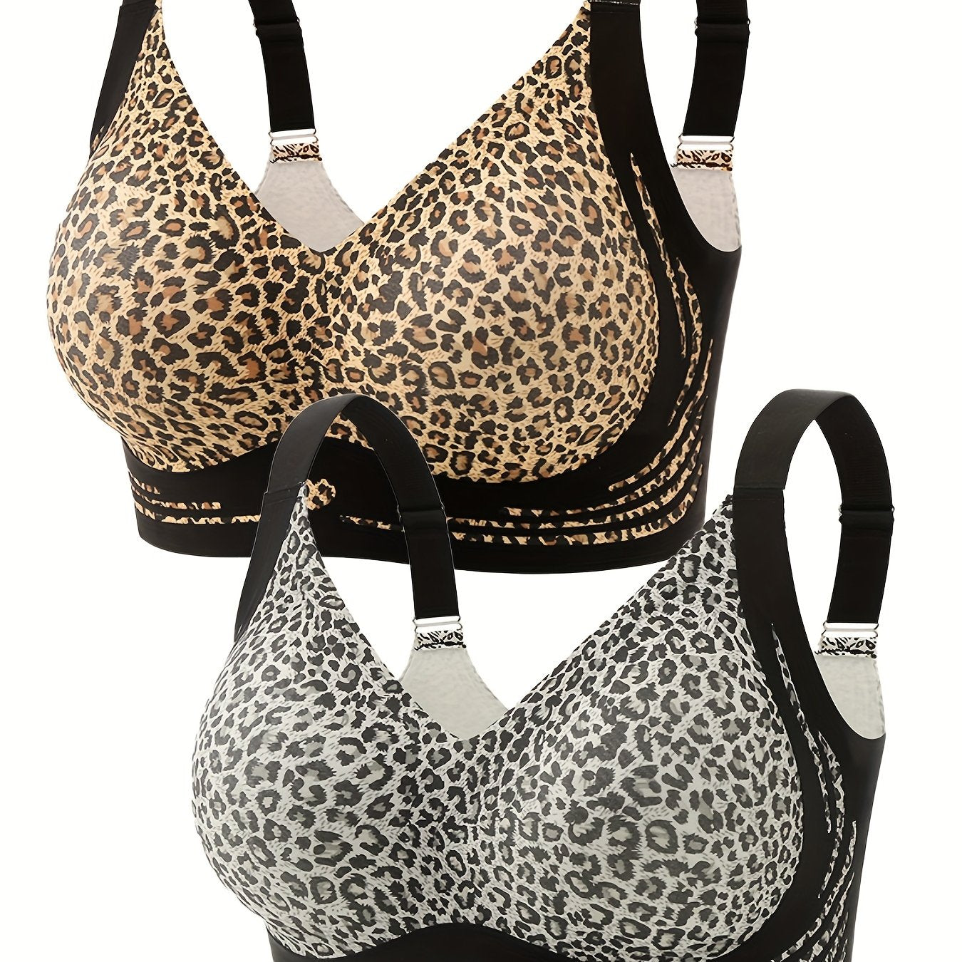 Two-Pack Plus Size Sexy Bra, Leopard Print (Wireless)