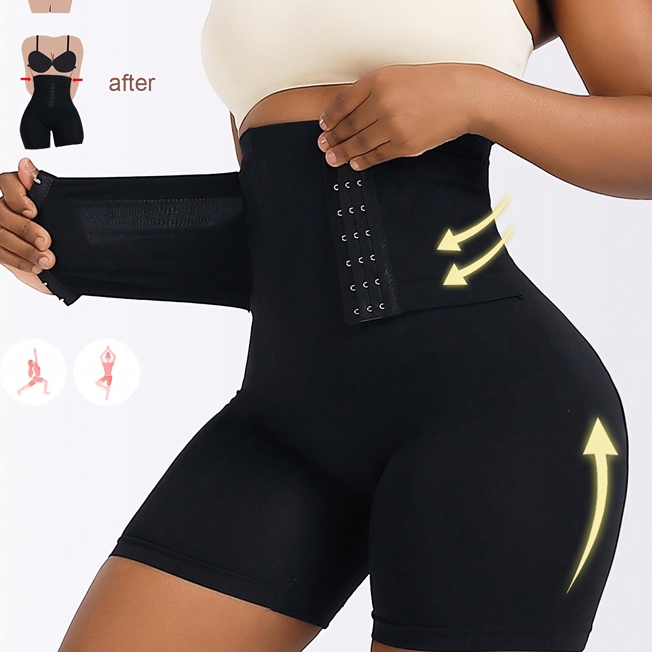 Seamless High Waisted Body Shaper Shorts with Adjustable Closure, Tummy Control Butt Lifter.