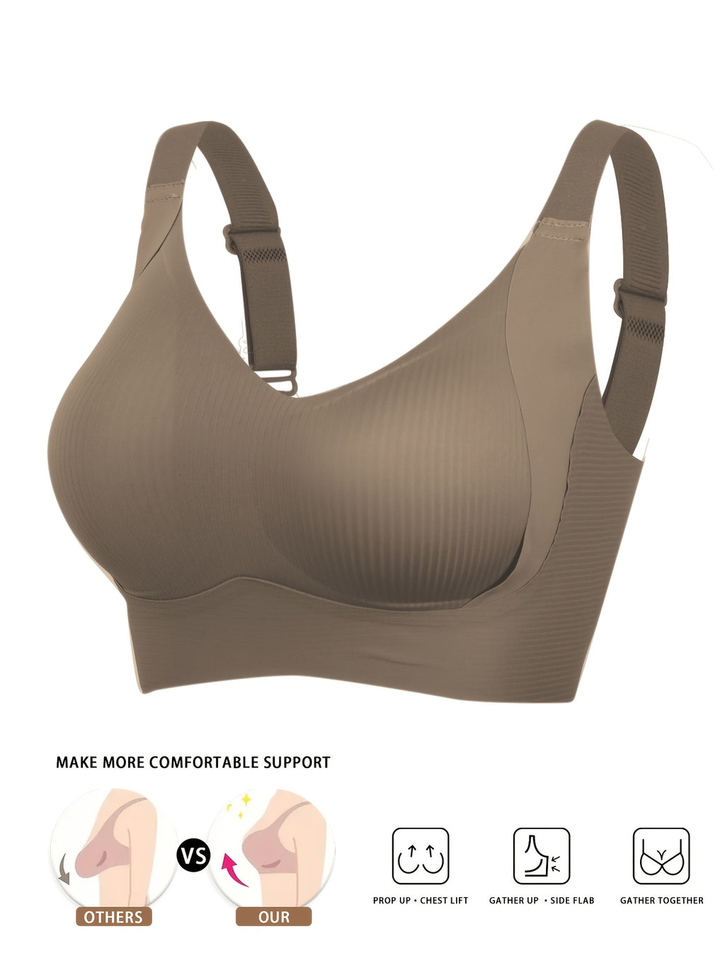 2pcs  Push Cup Underwear Breathable Anti-Sag Removable Padding Wireless Design