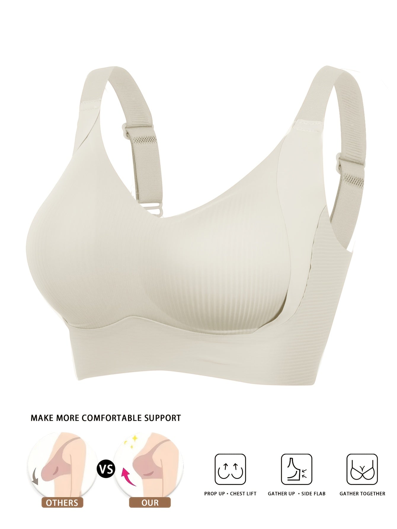 2pcs  Push Cup Underwear Breathable Anti-Sag Removable Padding Wireless Design