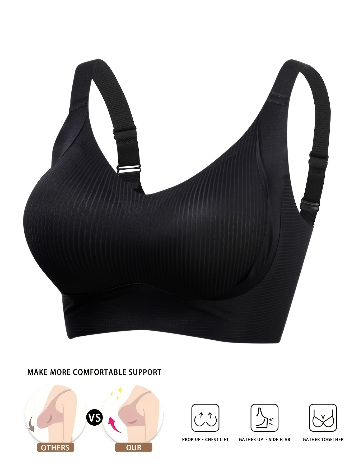 2pcs  Push Cup Underwear Breathable Anti-Sag Removable Padding Wireless Design