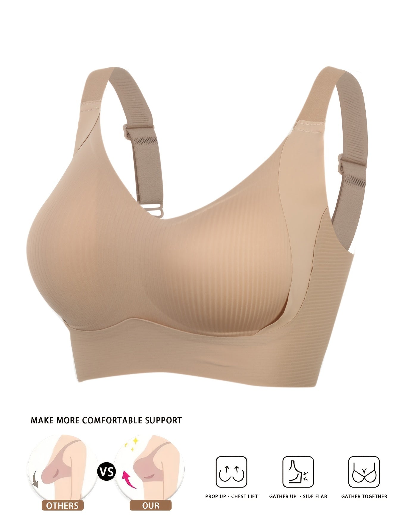 2pcs  Push Cup Underwear Breathable Anti-Sag Removable Padding Wireless Design