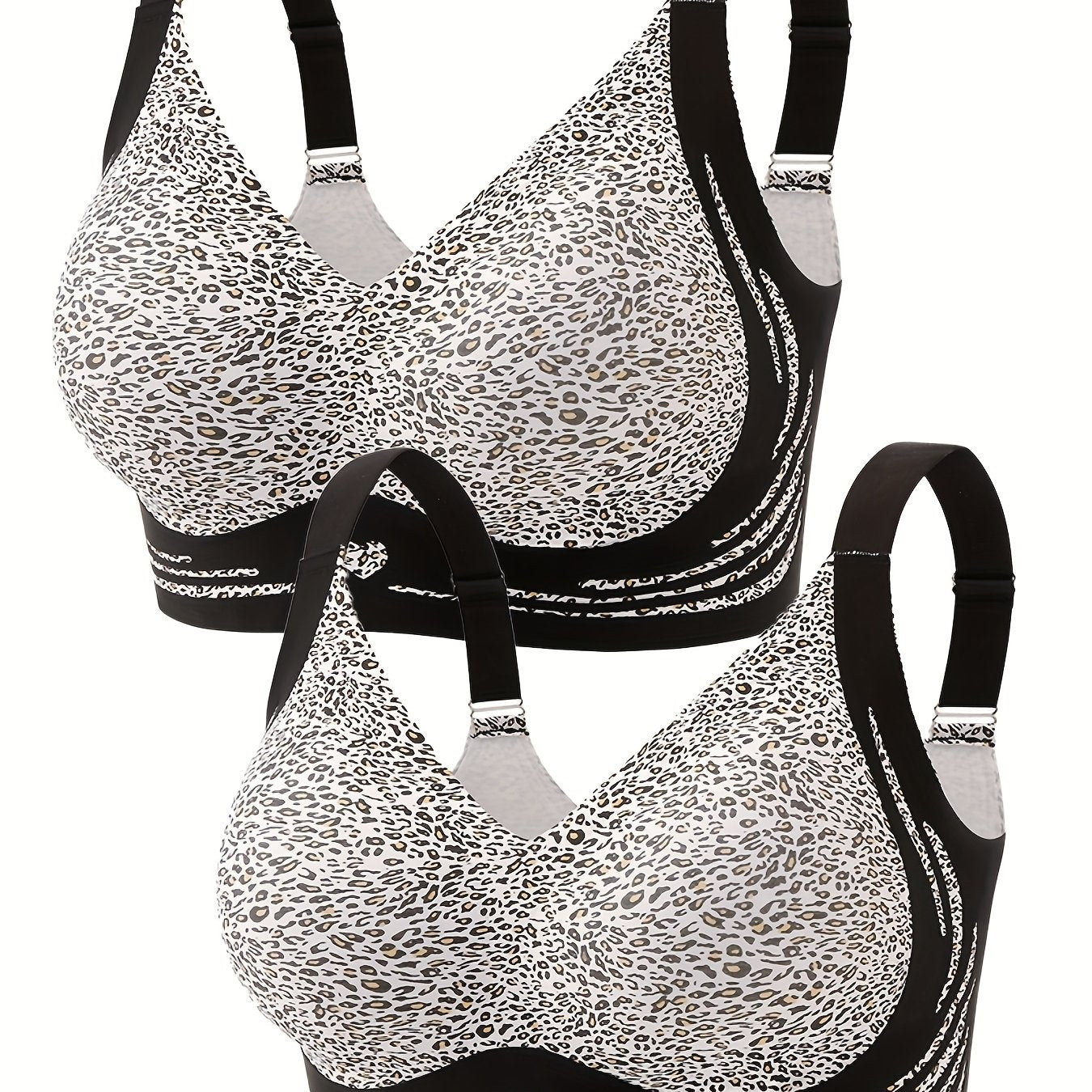 Two-Pack Plus Size Sexy Bra, Leopard Print (Wireless)