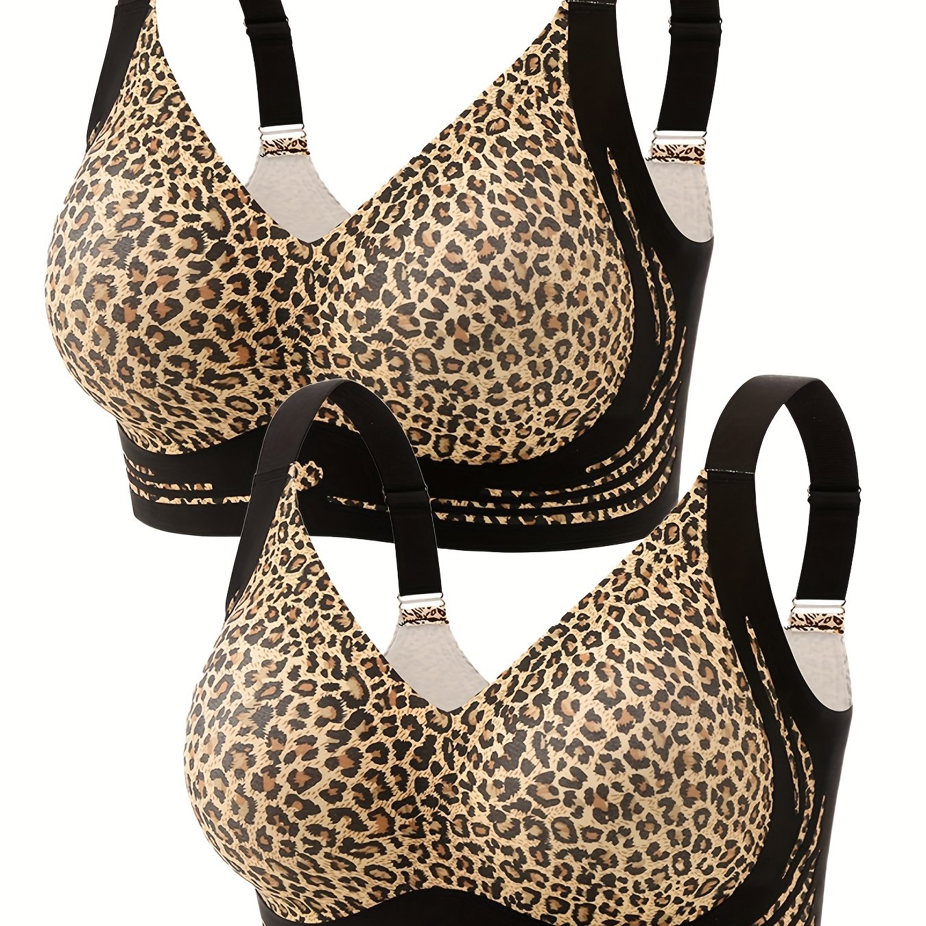 Two-Pack Plus Size Sexy Bra, Leopard Print (Wireless)
