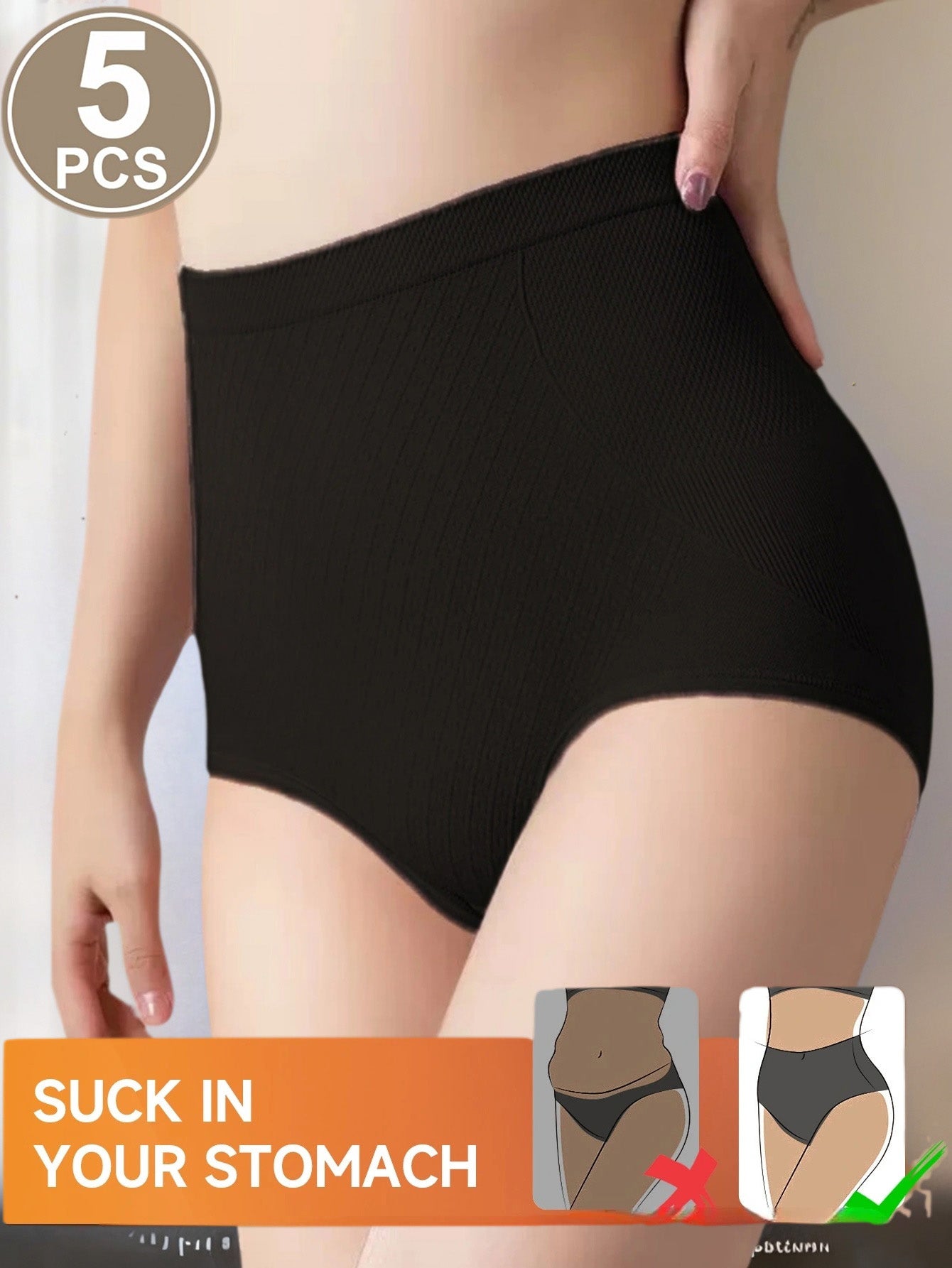 5-Pack High-Waisted Underwear, Tummy Control And Lifting